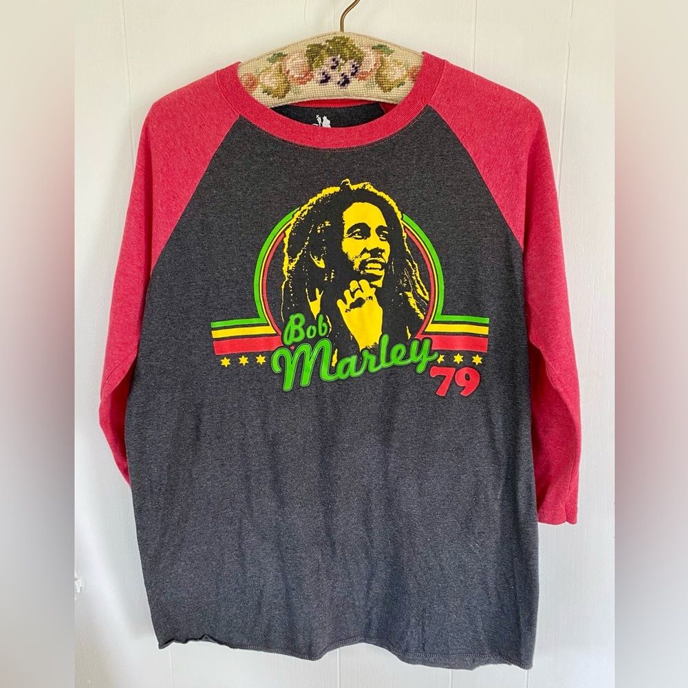 Vtg Bob Marley ‘79 BaseballRinger Shirt Men’s M Gray Y2K Zion Rootswear As Is - Picture 2 of 7